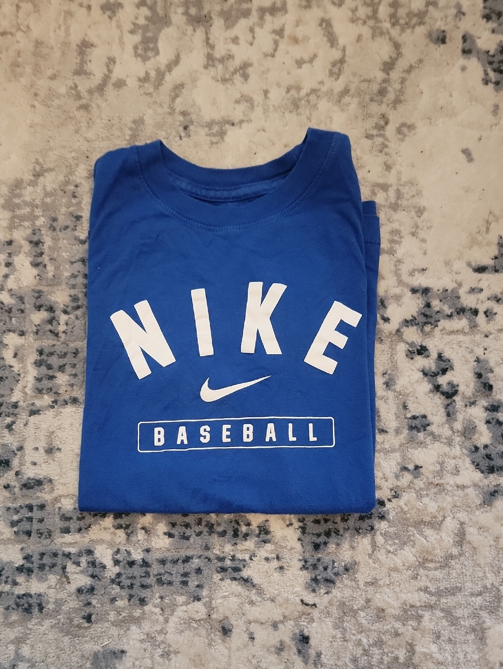 Nike Kids Blue Baseball Tee with White Logo